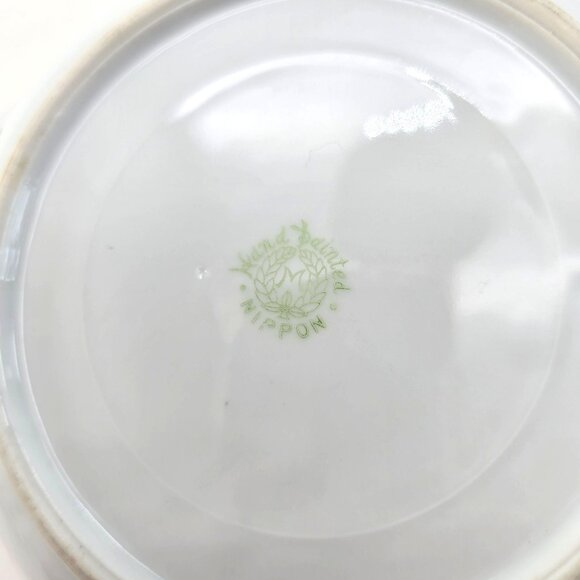 Nippon Japanese Porcelain Serving Bowl With Gold & Black Landscape & Doilie je17 - Picture 9 of 9